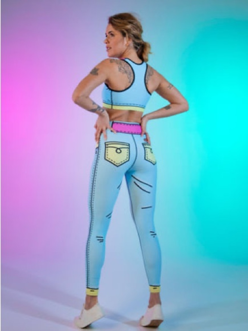 FIERCEPULSE Graphic Light Blue Sports Bra - Cartoon Print size XS